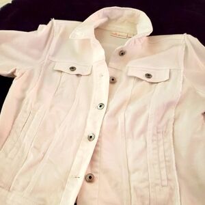 Kim GRAVEL TWILL AND KNIT BACK & Sleeves JEAN JACKET WHITE M